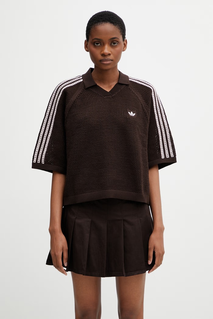 adidas Originals úpletové polo tričko dámske hnedá KE0198