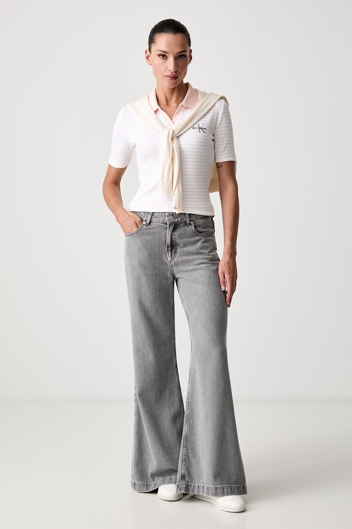 Calvin Klein Jeans polo damskie LV047F835G beżowy SS26