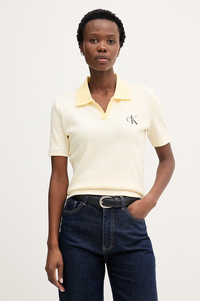Calvin Klein Jeans polo tričko dámske žltá LV047F835G