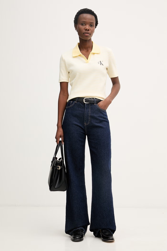 Calvin Klein Jeans polo tričko dámske LV047F835G žltá SS26