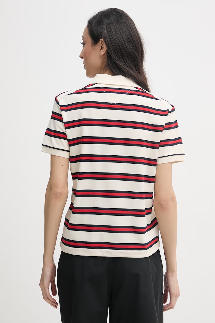 Oblečenie Tommy Hilfiger polo tričko dámske bavlnené s elastanom WW0WW49247 béžová