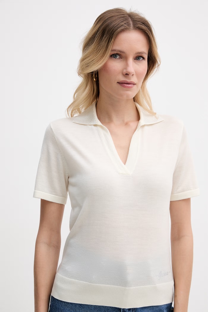 Guess polo tričko dámske vlnené béžová W6GR03.Z0583