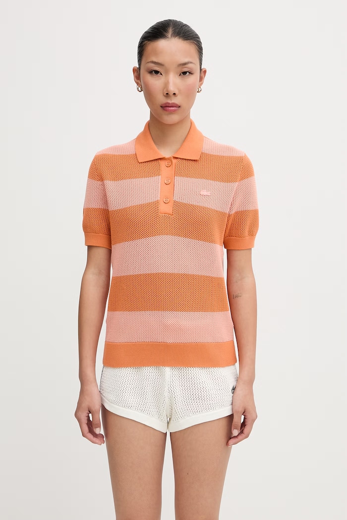 Lacoste πόλο γυναικείο βαμβακερό πορτοκαλί AF9847