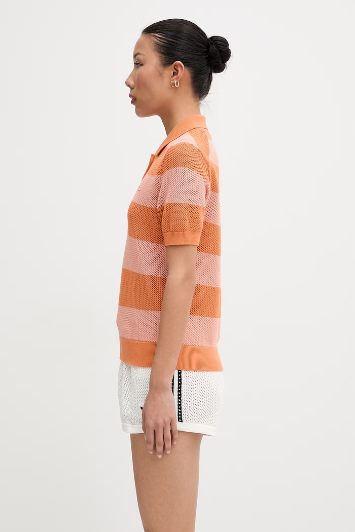 Lacoste πόλο γυναικείο βαμβακερό AF9847 πορτοκαλί SS26