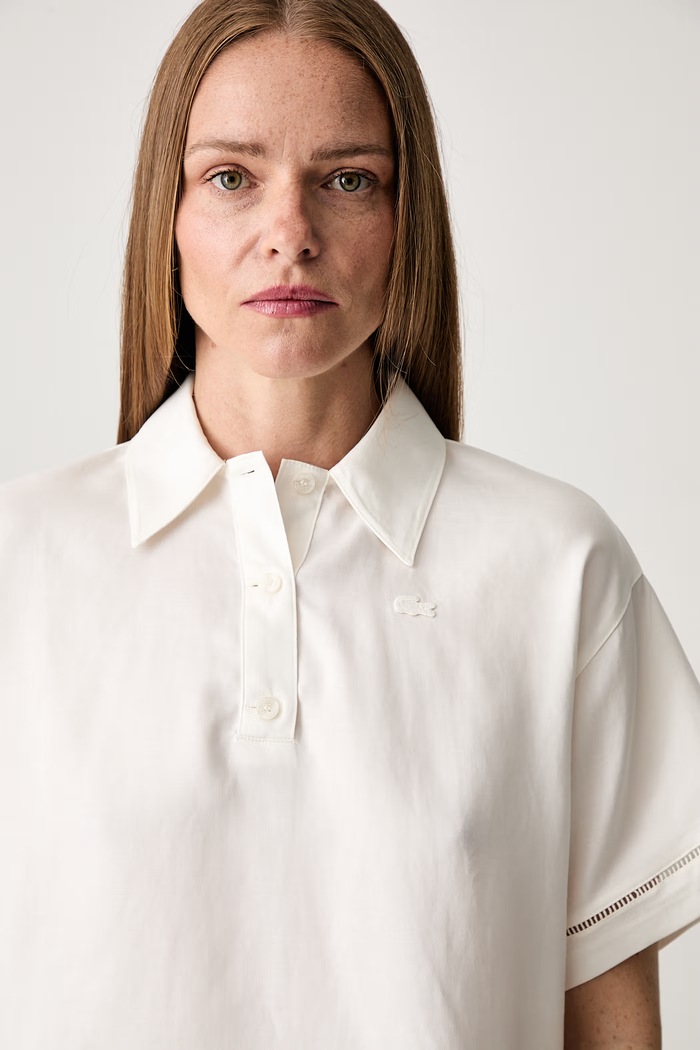 Lacoste polo shirt with lyocell Women's beige CF0061