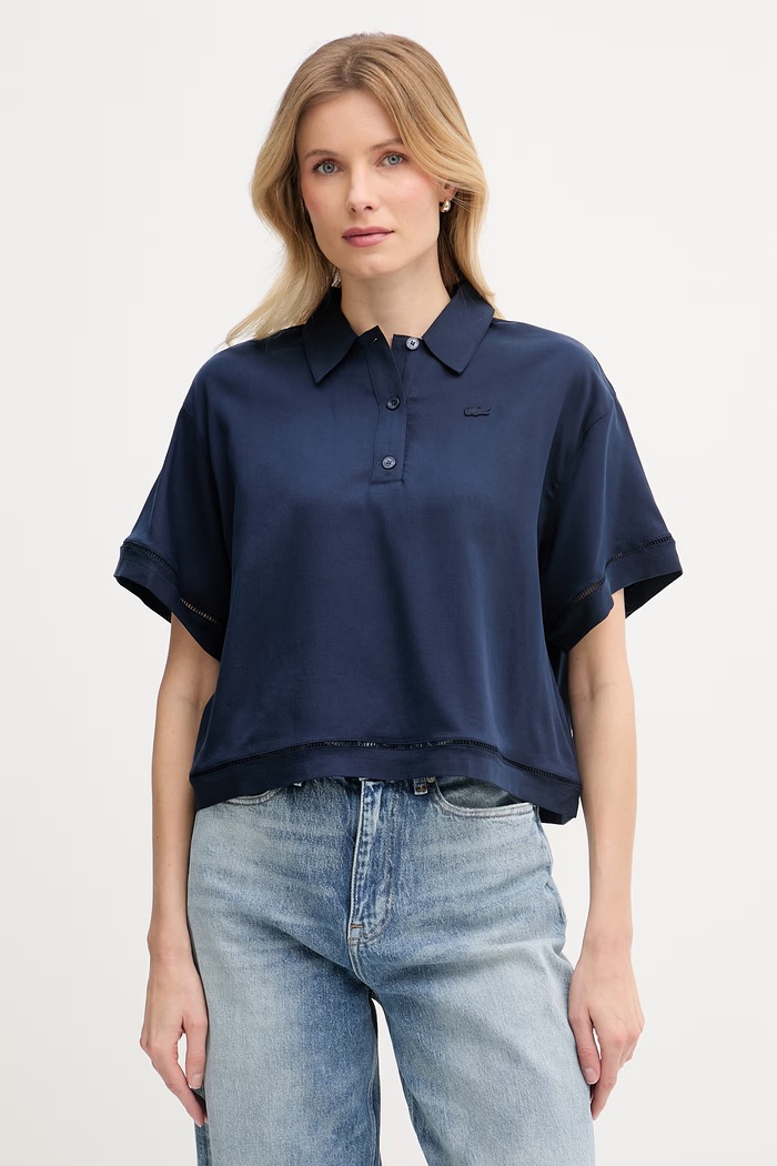 Lacoste póló női lyocellel sötétkék CF0061