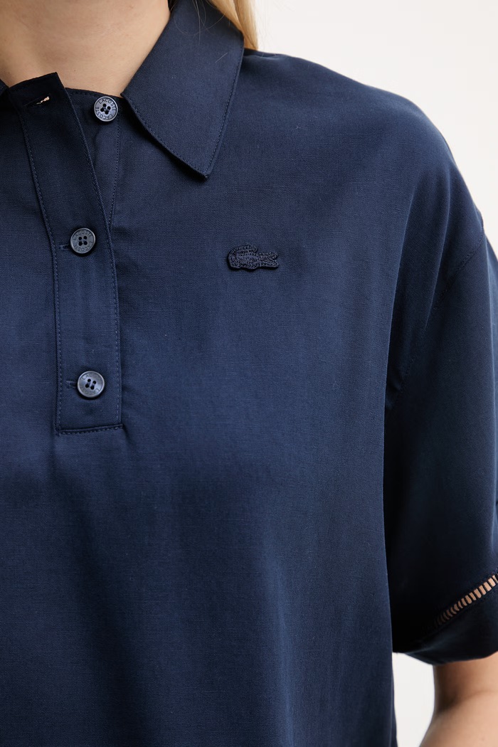 Lacoste póló női lyocellel CF0061 sötétkék