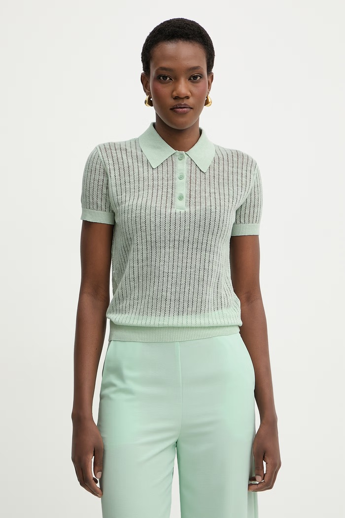 Patrizia Pepe polo tricotat pentru femei, din in verde 2K0376.K336