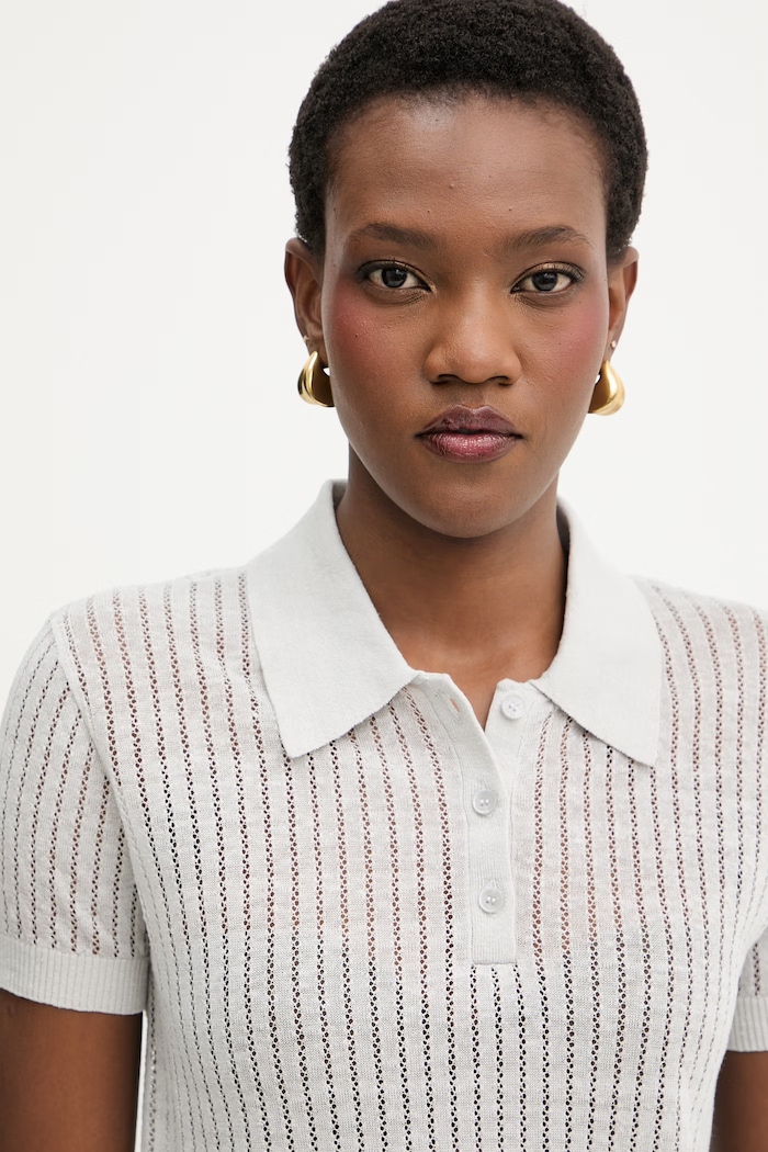 Patrizia Pepe polo swetrowe damskie lniane szary 2K0376.K336