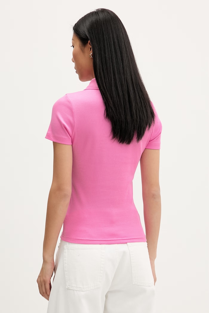 Îmbrăcăminte Tommy Jeans polo pentru femei, din bumbac cu elastan DW0DW22327 roz