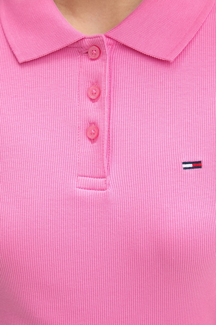 Tommy Jeans polo pentru femei, din bumbac cu elastan DW0DW22327 roz