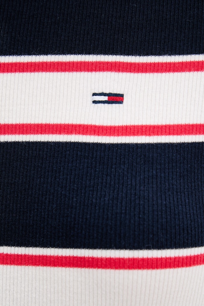 Tommy Jeans Тениска с яка дамска от памук с еластан DW0DW22327 тъмносин