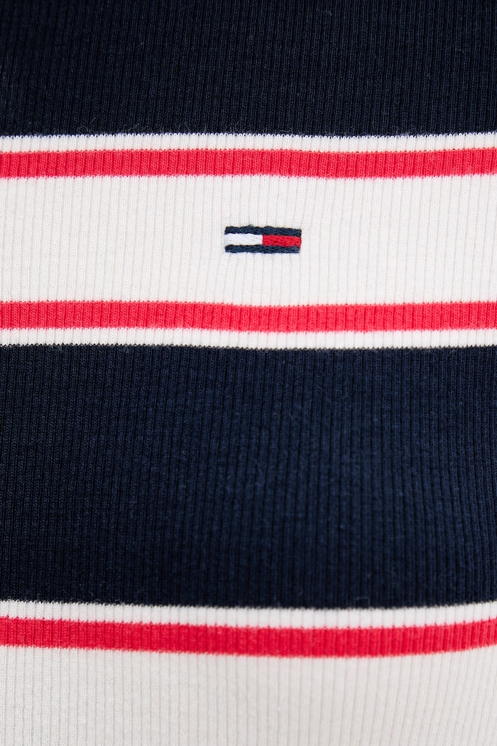 Tommy Jeans Тениска с яка дамска от памук с еластан DW0DW22327 тъмносин