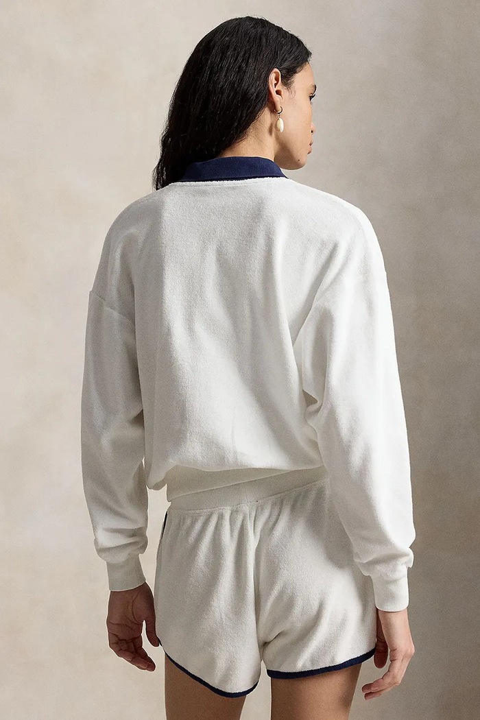 Polo Ralph Lauren LT WT COTTON TERRY-KNT-POLO hanorac din bumbac pentru femei 211A12737002 alb SS26