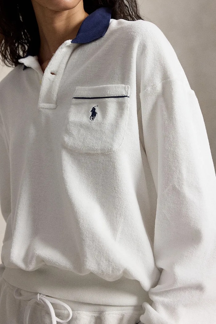Polo Ralph Lauren LT WT COTTON TERRY-KNT-POLO hanorac din bumbac pentru femei alb 211A12737002