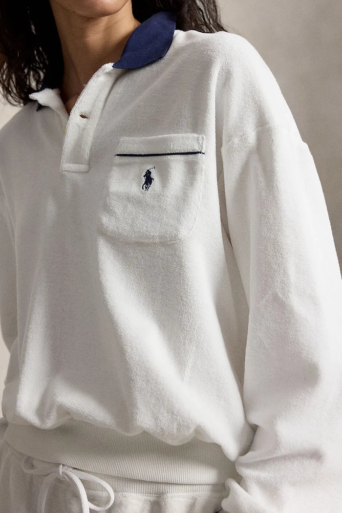 Polo Ralph Lauren LT WT COTTON TERRY-KNT-POLO hanorac din bumbac pentru femei alb 211A12737002