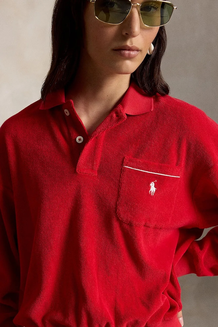 Polo Ralph Lauren LT WT COTTON TERRY-KNT-POLO hanorac din bumbac pentru femei rosu 211A12737003