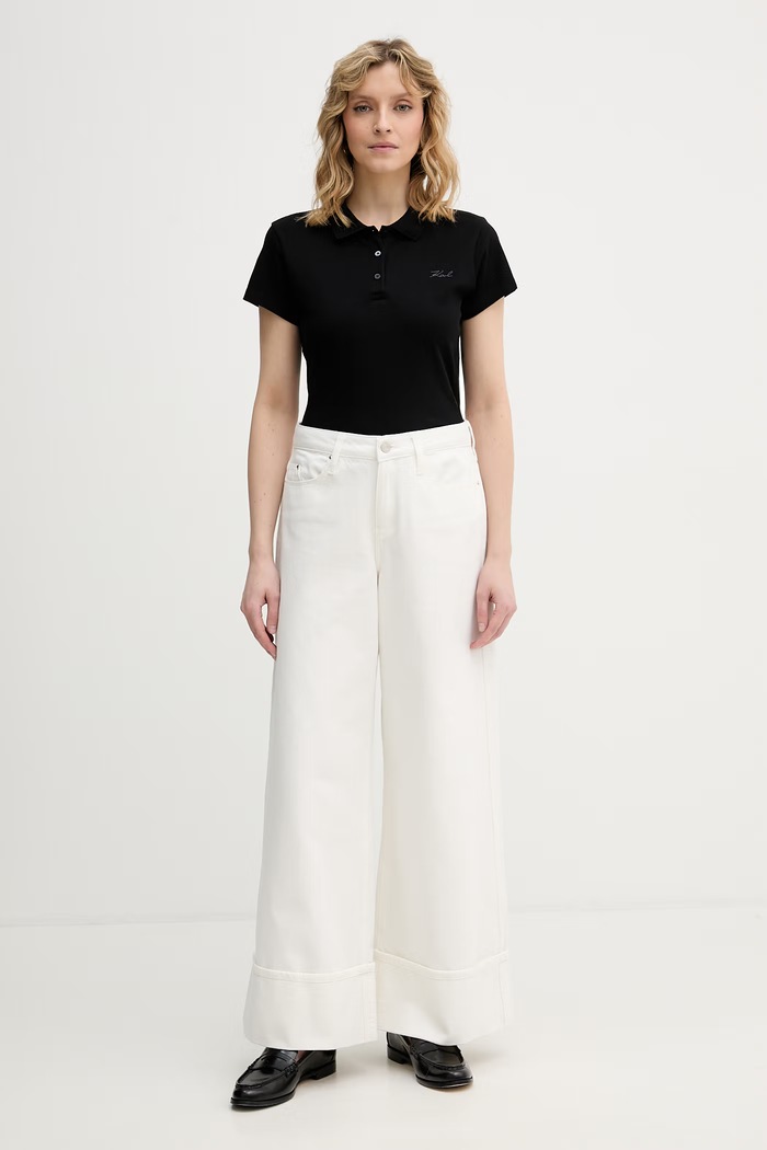 Karl Lagerfeld polo tričko dámske bavlnené s elastanom B2W17097 čierna SS26