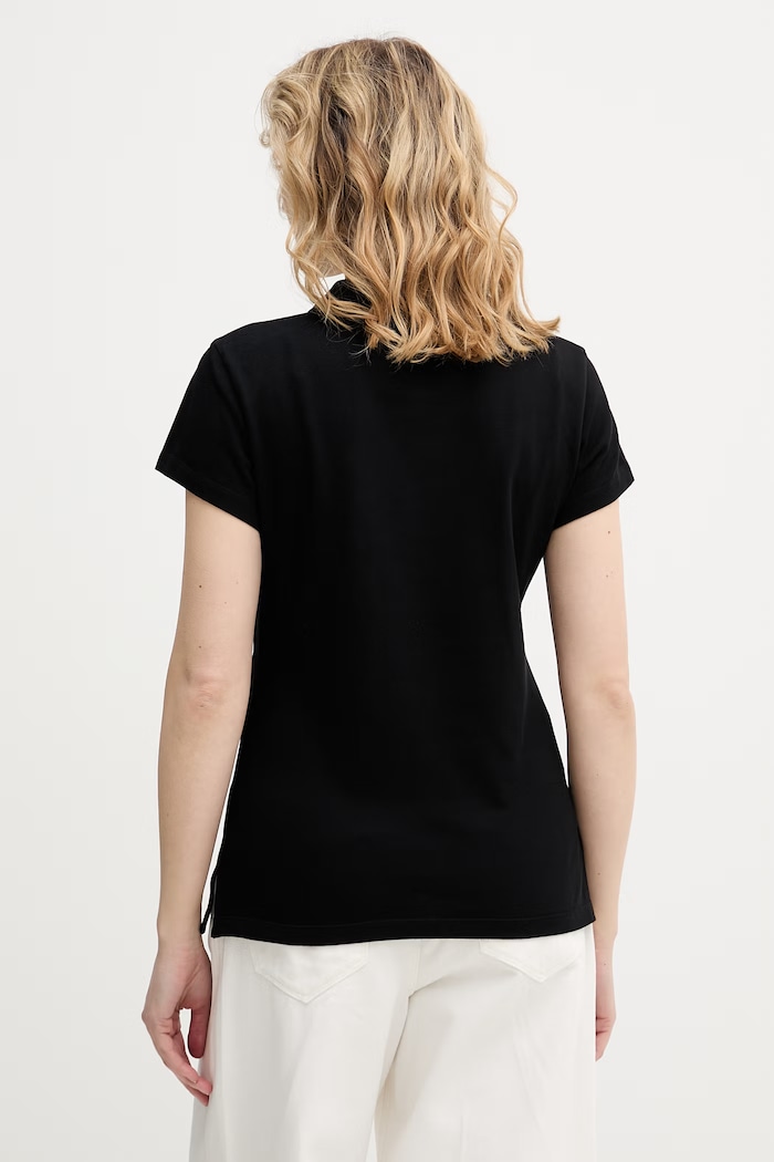 Oblečenie Karl Lagerfeld polo tričko dámske bavlnené s elastanom B2W17097 čierna