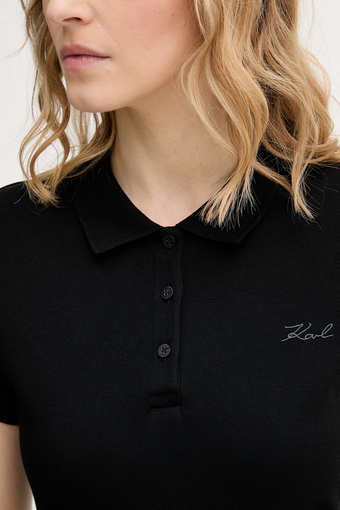 Karl Lagerfeld polo tričko dámske bavlnené s elastanom B2W17097 čierna