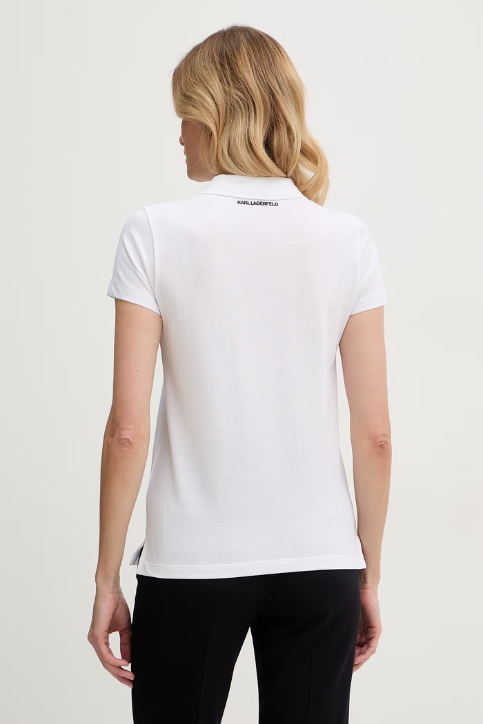 Oblečenie Karl Lagerfeld polo tričko dámske bavlnené IKON B2W17098 biela