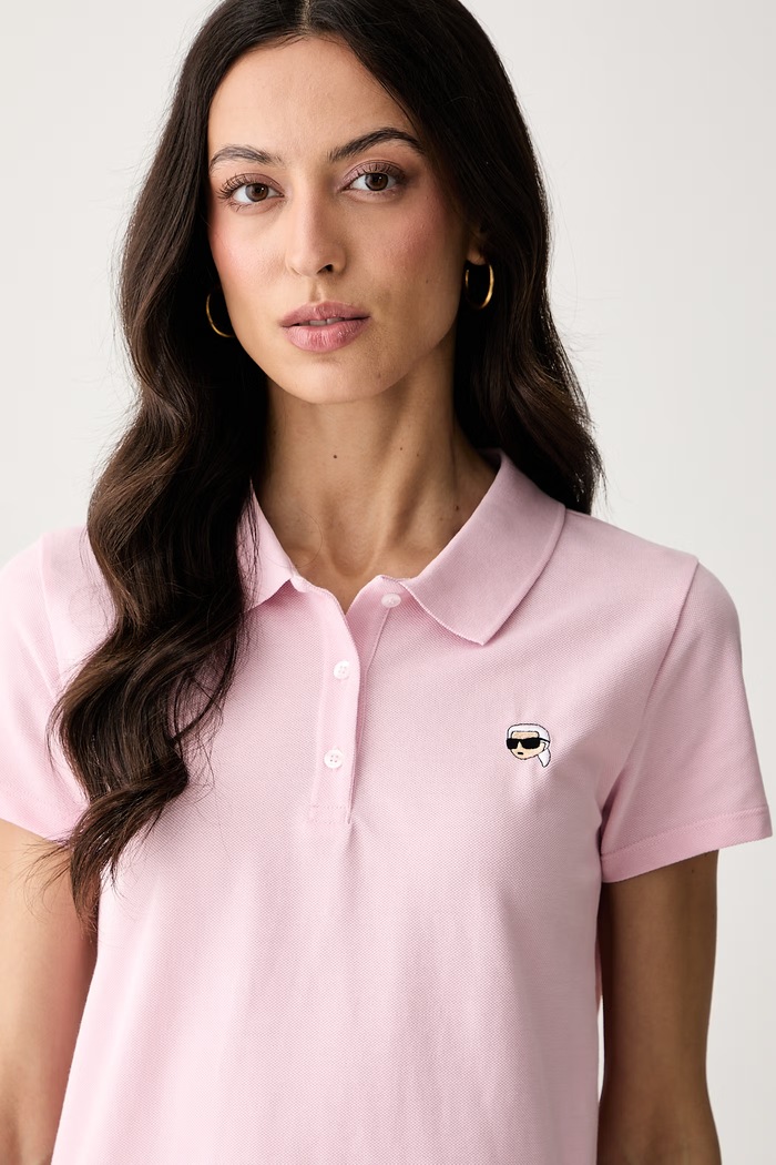 Karl Lagerfeld polo pentru femei, din bumbac IKON roz B2W17098