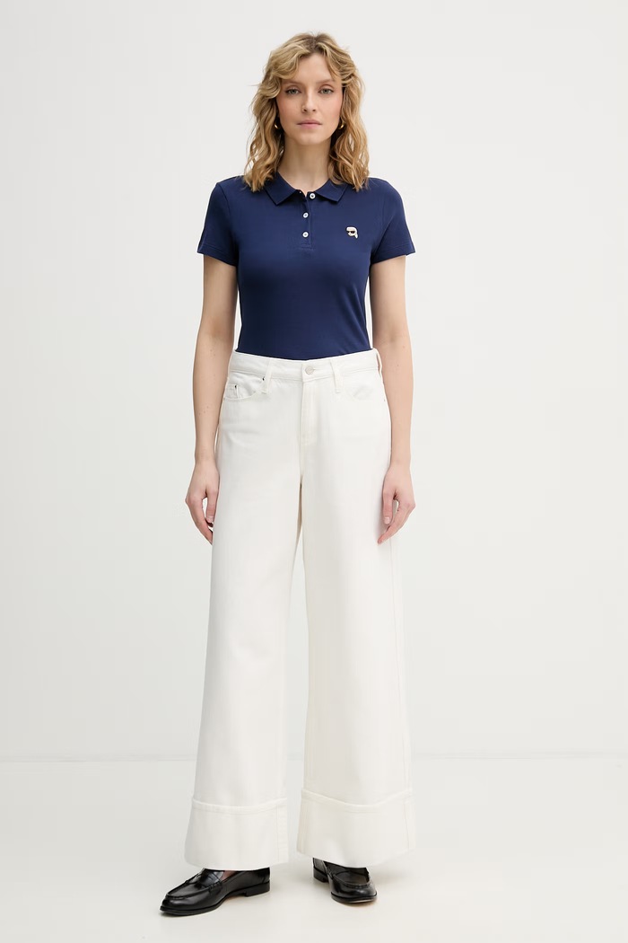 Karl Lagerfeld polo tričko dámske bavlnené IKON B2W17098 tmavomodrá SS26