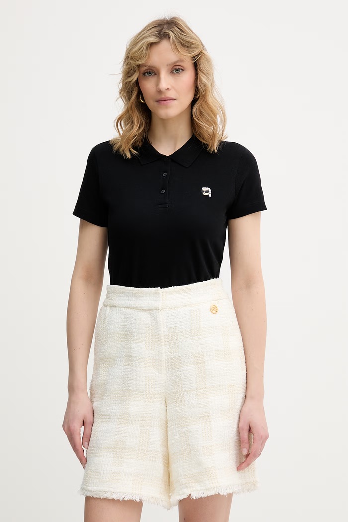 Karl Lagerfeld polo tričko dámske bavlnené IKON čierna B2W17098