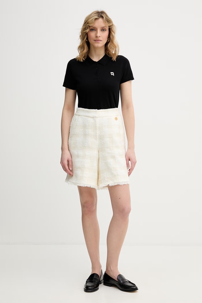Karl Lagerfeld polo tričko dámske bavlnené IKON B2W17098 čierna SS26
