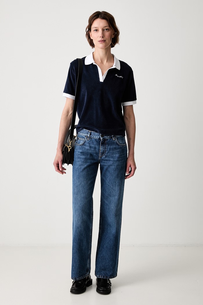 Sporty & Rich Signature Logo polo bawełniane damskie TO04275326BL107