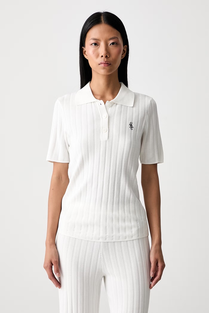 Sporty & Rich polo z wiskozą damskie biały WS069712302WH37