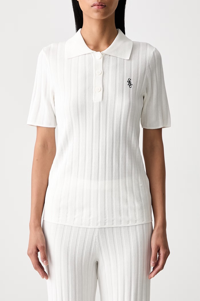 Sporty & Rich polo z wiskozą damskie WS069712302WH37 biały