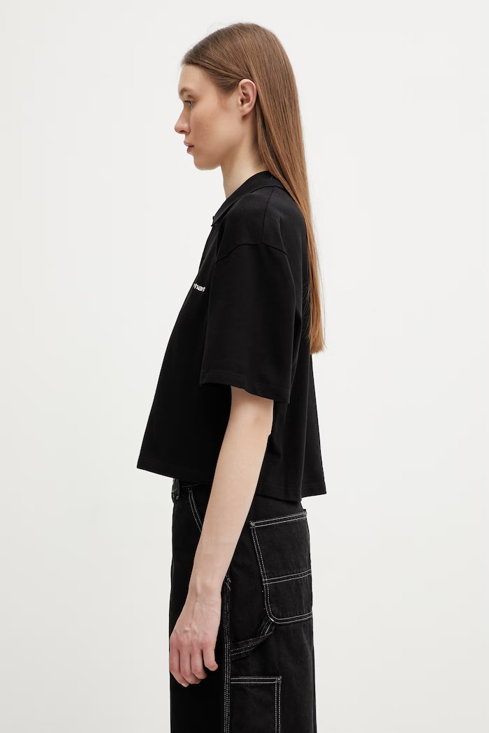 Carhartt WIP W' S/S Carhartt Script Polo TS polo shirt cotton I034553.0D2XX black SS26