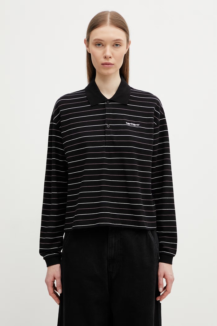 Carhartt WIP longsleeve damski bawełniany W' L/S Mabel Polo czarny I036354.3O1XX