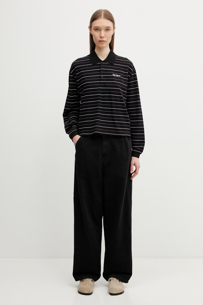 Carhartt WIP longsleeve damski bawełniany W' L/S Mabel Polo I036354.3O1XX czarny