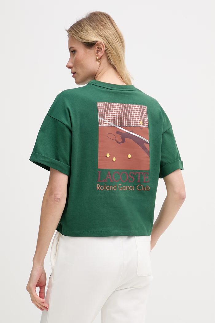 Lacoste t-shirt γυναικείος βαμβακερός πράσινο TF0585