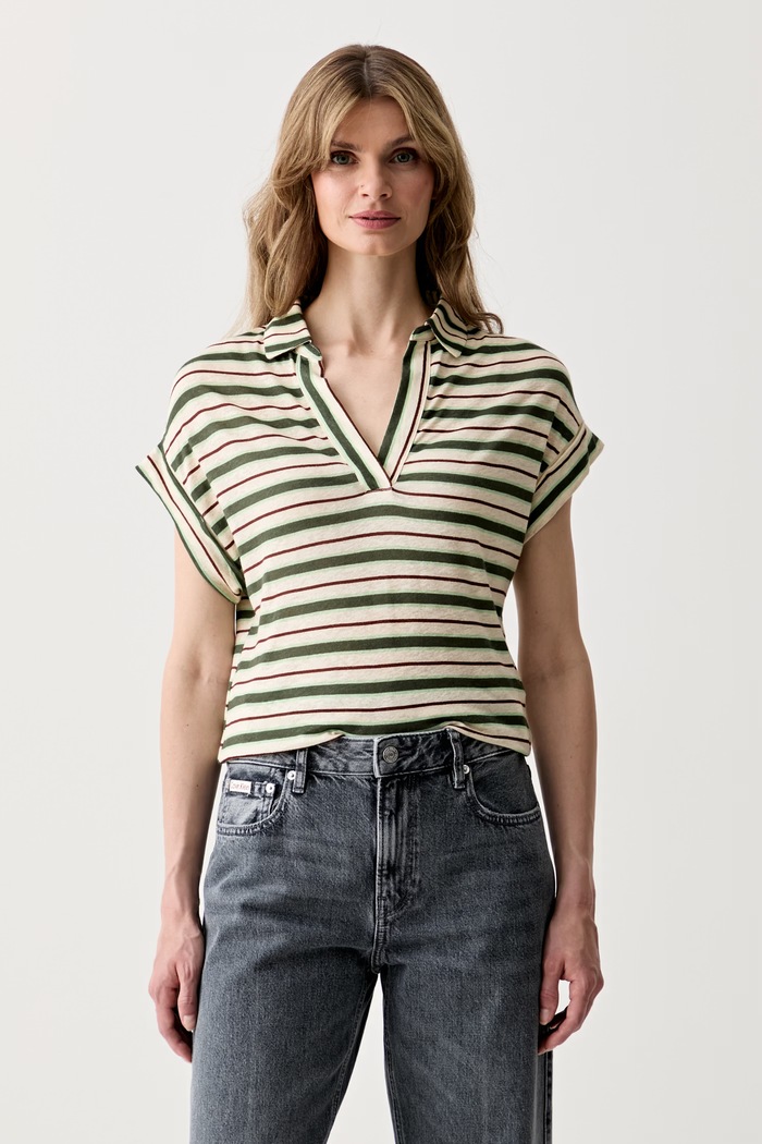United Colors of Benetton polo pentru femei cu in verde 35LYD301E