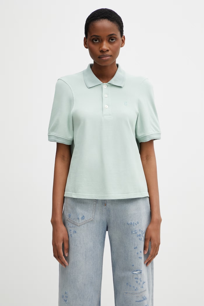 MM6 Maison Margiela Women's cotton polo shirt green S62GL0034.M20220