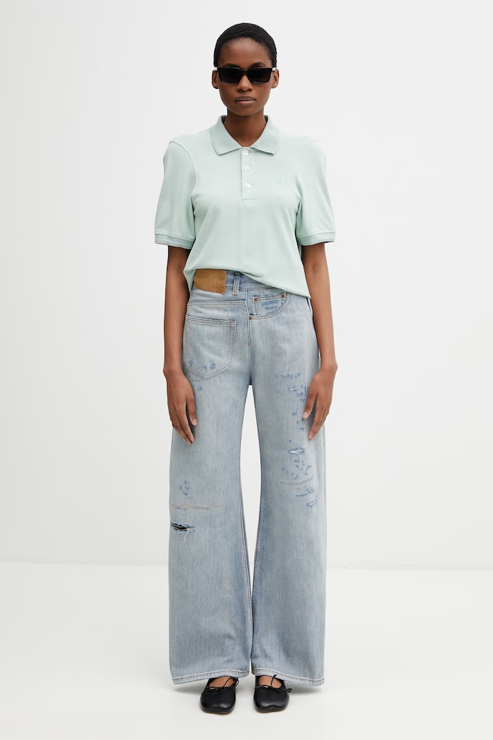 MM6 Maison Margiela Women's cotton polo shirt S62GL0034.M20220 green