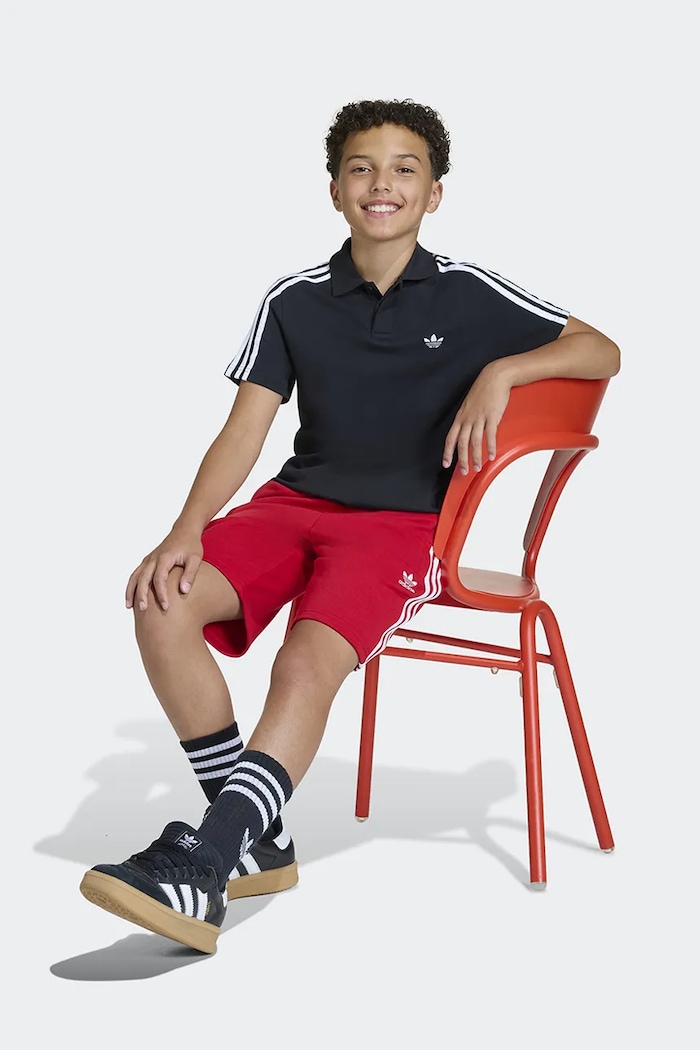 Detská bavlnená polokošeľa adidas Originals čierna KE2952