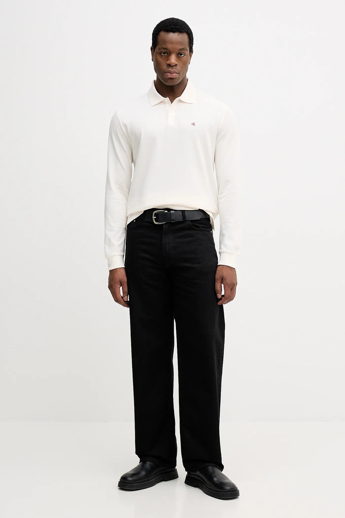 Calvin Klein Jeans longsleeve din bumbac LV04RE201G bej SS26