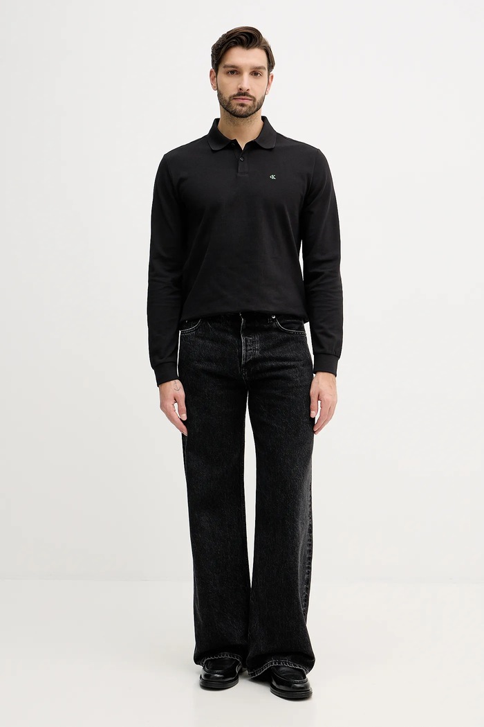 Bavlnené tričko s dlhým rukávom Calvin Klein Jeans LV04RE201G čierna SS26