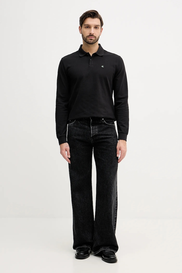Bavlnené tričko s dlhým rukávom Calvin Klein Jeans LV04RE201G čierna SS26