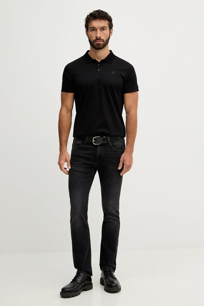 Βαμβακερό μπλουζάκι πόλο Karl Lagerfeld 561200.745000 μαύρο SS26