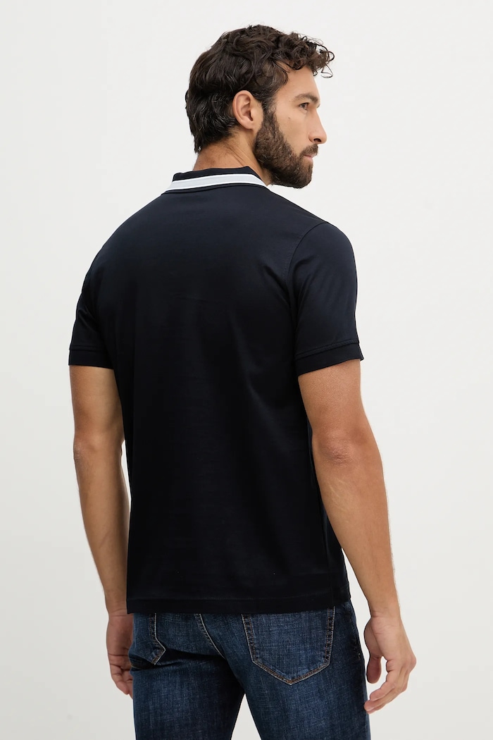 Βαμβακερό μπλουζάκι πόλο Karl Lagerfeld 561200.745001 σκούρο μπλε SS26