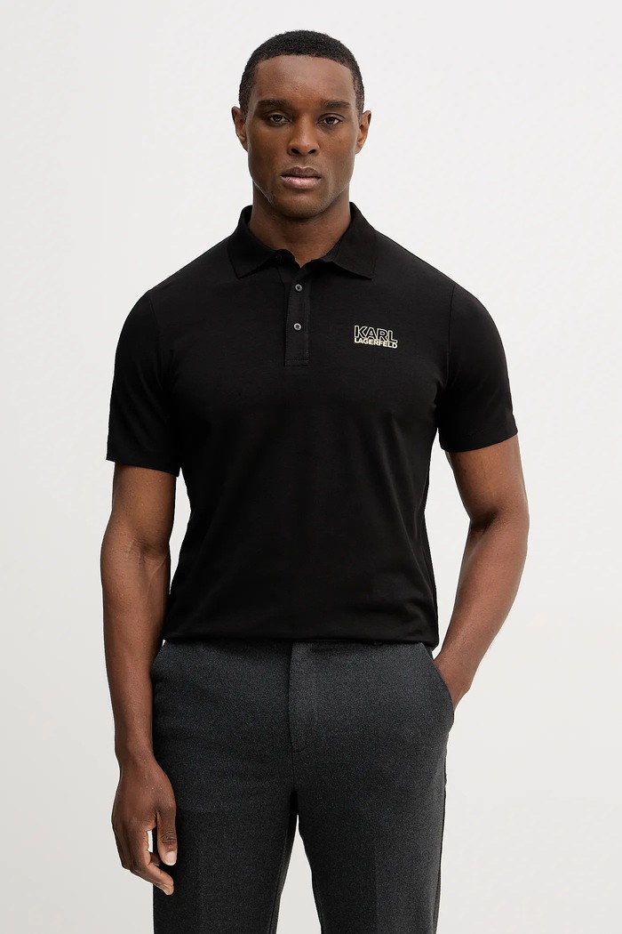 Karl Lagerfeld tricou polo regular negru 561235.745024
