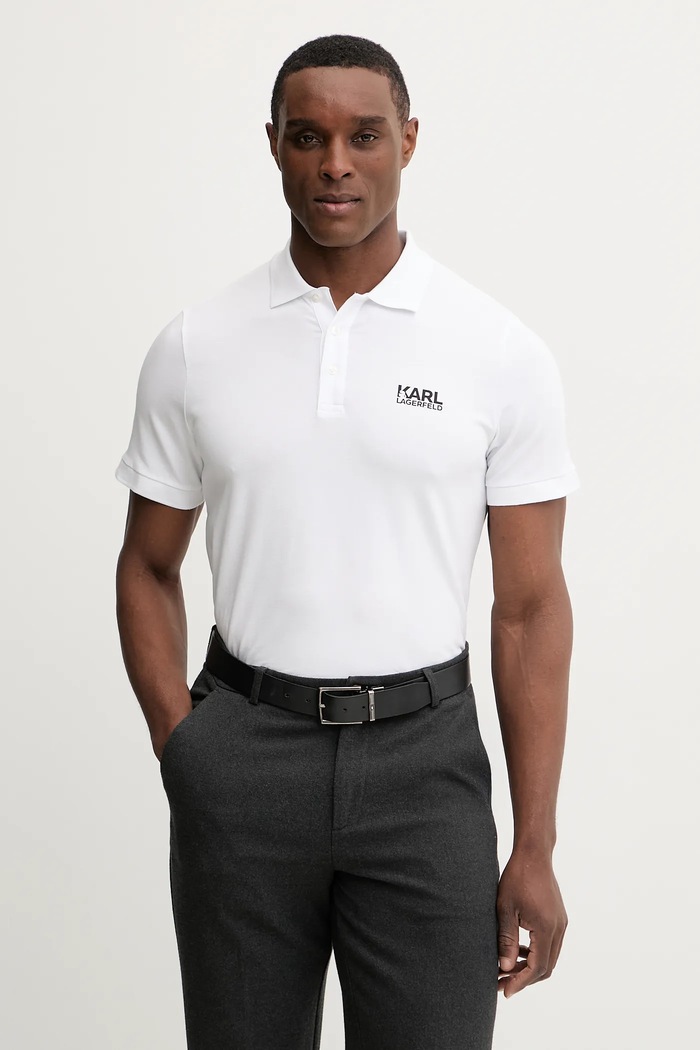 Karl Lagerfeld tricou polo regular alb 561235.745780