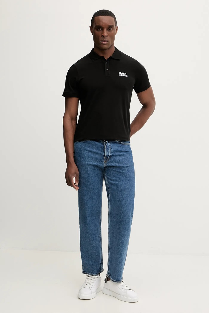 Тениска с яка Karl Lagerfeld 561235.745780 черен SS26