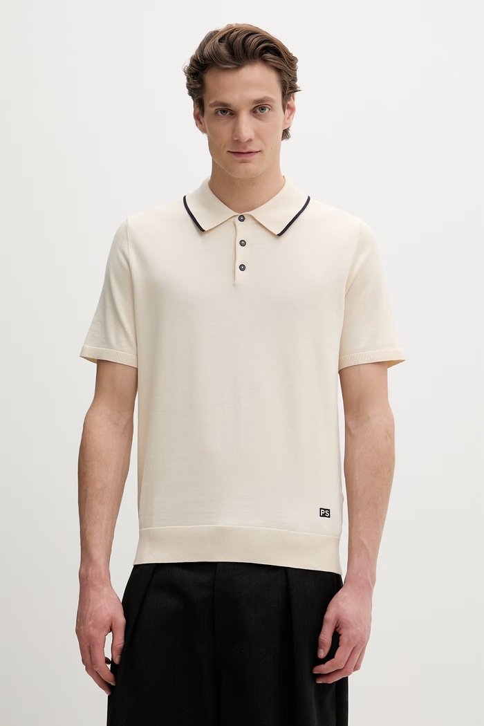 PS Paul Smith polo pentru bărbați, din bumbac bej M2R.818Z.V22594