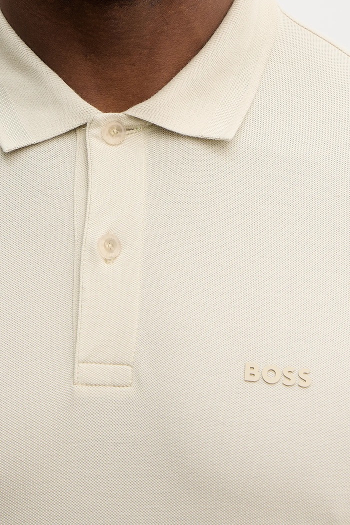 BOSS Green polo bărbați de bumbac Pio 1 bej 50554574